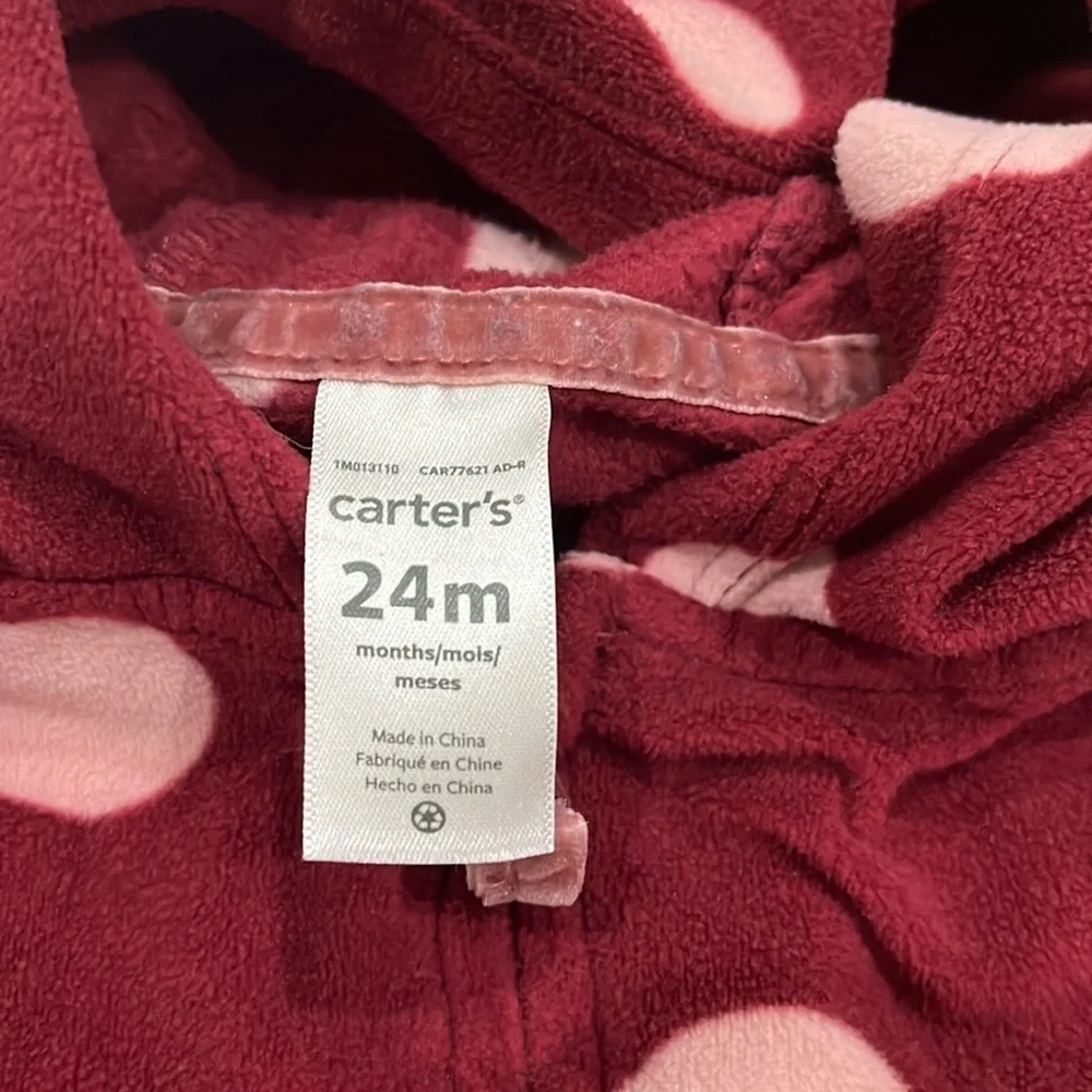 Carters 24m fleece zip-up onesie